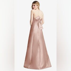 Alfred Sung Dress Satin Twill in Toasted Sugar, Style D842, Light Pink Formal